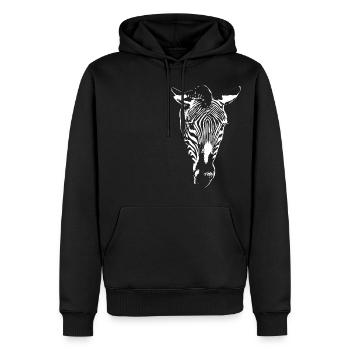 Zebra Zebrastreifen | Schwarz Weiß Gestreift - Männer Premium Bio Hoodie - Schwarz - Vorne - Nico (187cm)