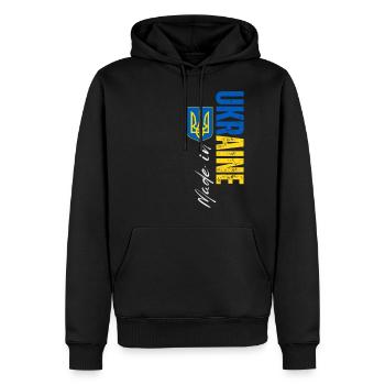 Made in Ukraine, ich liebe die Ukraine - Männer Premium Bio Hoodie - Schwarz - Vorne - Nico (187cm)