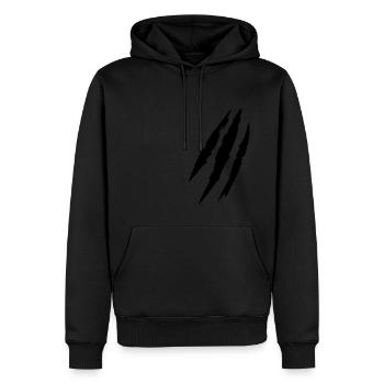 Bête animal claw marks marques griffes - Sweat à capuche Premium bio Homme - noir - Devant - Nico (187cm)