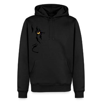Œil de lion 2 (gauche) - Sweat à capuche Premium bio Homme - noir - Devant - Nico (187cm)