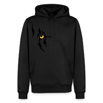 Œil de lion (gauche) - Sweat à capuche Premium bio Homme - noir - Devant - Nico (187cm)
