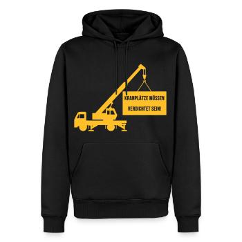 Kranplätze müssen verdichtet sein Baustelle Kran - Männer Premium Bio Hoodie - Schwarz - Vorne - Nico (187cm)