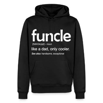 Funcle comme un père - Sweat à capuche Premium bio Homme - noir - Devant - Nico (187cm)