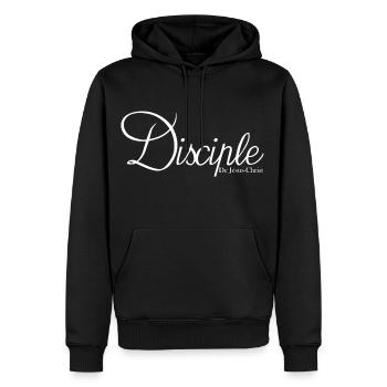 Disciple de Jésus en Blanc - Sweat à capuche Premium bio Homme - noir - Devant - Nico (187cm)