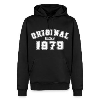 Depuis 1979, année d'origine Anniversaire Anniversaire - Sweat à capuche Premium bio Homme - noir - Devant - Nico (187cm)