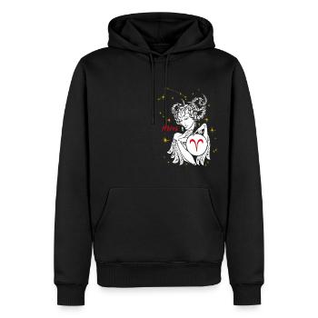 Aries - Männer Premium Bio Hoodie - Schwarz - Vorne - Nico (187cm)