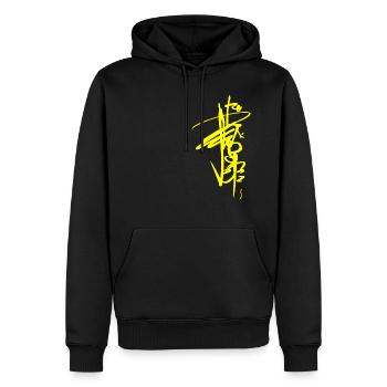 Signature - Tag / Grafitti - China Style - Men’s Premium Organic Hoodie - black - Front - Nico (187cm)