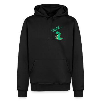 Doux dinosaure avec « RAWR... » Ballon - Sweat à capuche Premium bio Homme - noir - Devant - Nico (187cm)