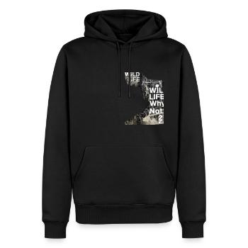 Faune Pourquoi pas ? - Vie sauvage Pourquoi pas ? - Sweat à capuche Premium bio Homme - noir - Devant - Nico (187cm)
