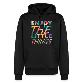 Enjoy the little things - Men’s Premium Organic Hoodie - black - Front - Nico (187cm)