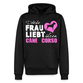 Cane Corso - Frau liebt - Männer Premium Bio Hoodie - Schwarz - Vorne - Nico (187cm)