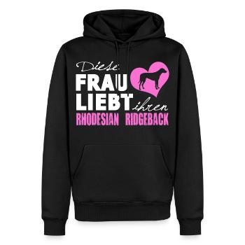 Rhodesian Ridgeback - Frau liebt - Männer Premium Bio Hoodie - Schwarz - Vorne - Nico (187cm)