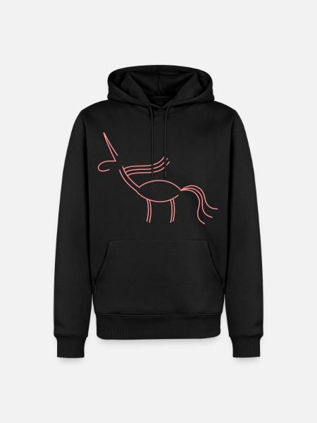 Einhorn Strichzeichnung - Männer Premium Bio Hoodie - Schwarz