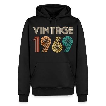 Vintage 1969 vintage de cadeau anniversaire 50e ' - Sweat à capuche Premium bio Homme - noir - Devant - Nico (187cm)