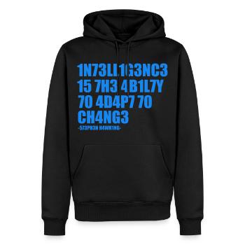 Stephen Hawking citation de renseignement - Sweat à capuche Premium bio Homme - noir - Devant - Nico (187cm)