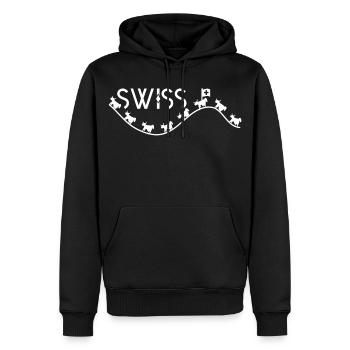 Les vaches suisses - Sweat à capuche Premium bio Homme - noir - Devant - Nico (187cm)