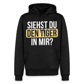 Siehst du den Tiger... - Männer Premium Bio Hoodie - Schwarz - Vorne - Nico (187cm)