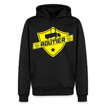 blason routier - Sweat à capuche Premium bio Homme - noir - Devant - Nico (187cm)