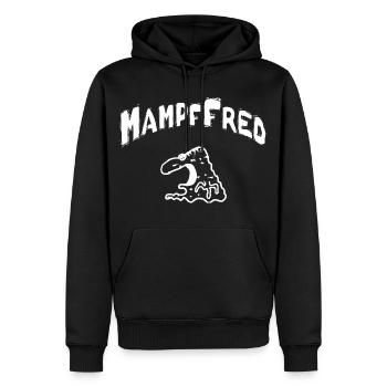 Mampffred(weiss).png - Männer Premium Bio Hoodie - Schwarz - Vorne - Nico (187cm)