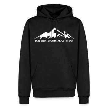 Ich bin dann mal weg2 - Männer Premium Bio Hoodie - Schwarz - Vorne - Nico (187cm)