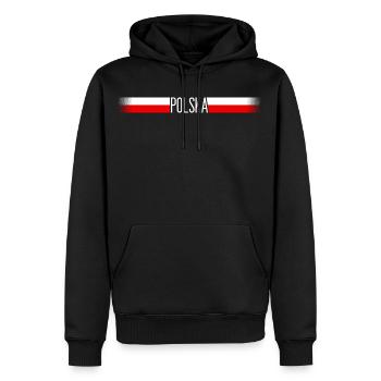 Pologne Drapeau / bannière 006 conceptions rondes - Sweat à capuche Premium bio Homme - noir - Devant - Nico (187cm)