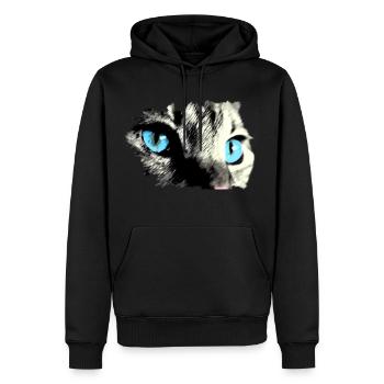 Chat aux yeux bleus ! belle idée de cadeau - Sweat à capuche Premium bio Homme - noir - Devant - Nico (187cm)