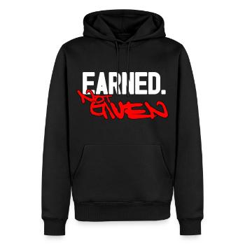 Earned not given - Männer Premium Bio Hoodie - Schwarz - Vorne - Nico (187cm)