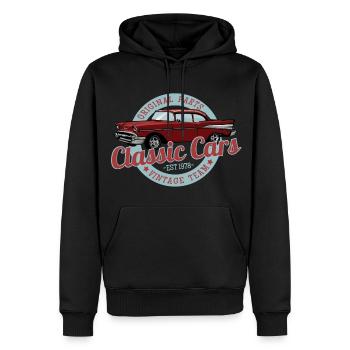 Voitures classiques - Sweat à capuche Premium bio Homme - noir - Devant - Nico (187cm)