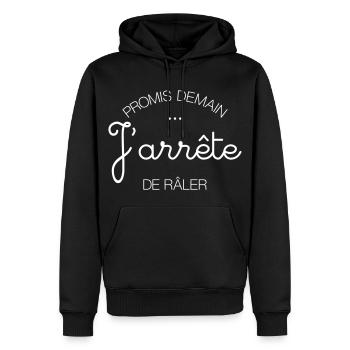 Promis Demain... J'arrête de Râler - Sweat à capuche Premium bio Homme - noir - Devant - Nico (187cm)