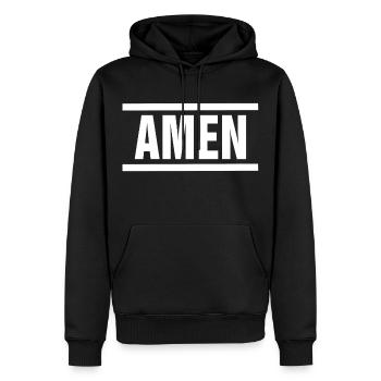 Amen 2B - Männer Premium Bio Hoodie - Schwarz - Vorne - Nico (187cm)