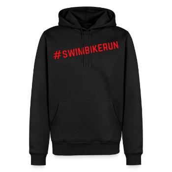 SWIM BIKE RUN! - Sweat à capuche Premium bio Homme - noir - Devant - Nico (187cm)