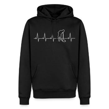 Ich liebe Kotzen - Herzschlag - Männer Premium Bio Hoodie - Schwarz - Vorne - Nico (187cm)