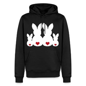Lapin famille Lapin Lapin de Pâques Pâques Pâques présente - Sweat à capuche Premium bio Homme - noir - Devant - Nico (187cm)