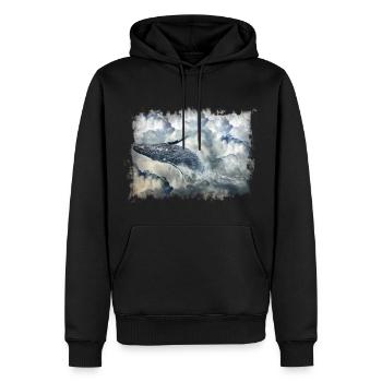 Baleine dans les nuages - Sweat à capuche Premium bio Homme - noir - Devant - Nico (187cm)