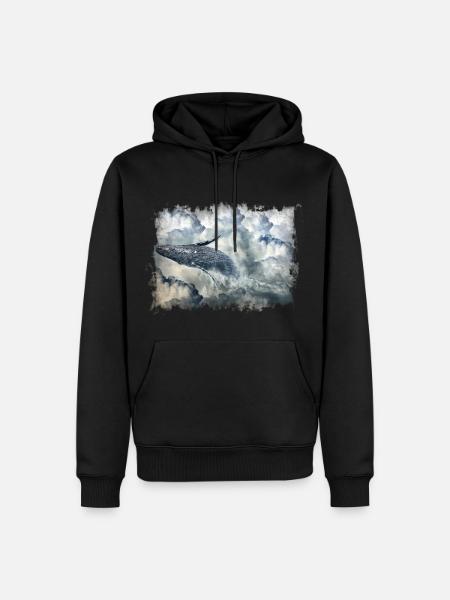 Whale in the clouds - Men’s Premium Organic Hoodie - black
