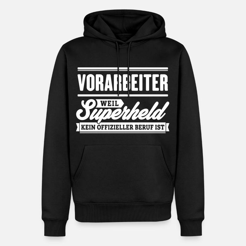 Superheld Vorarbeiter - Männer Premium Bio Hoodie - Schwarz
