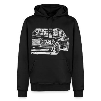 W126 sale style vintage - Sweat à capuche Premium bio Homme - noir - Devant - Nico (187cm)