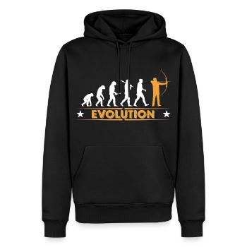 Bogenschiessen Evolution - orange/weiss - Männer Premium Bio Hoodie - Schwarz - Vorne - Nico (187cm)