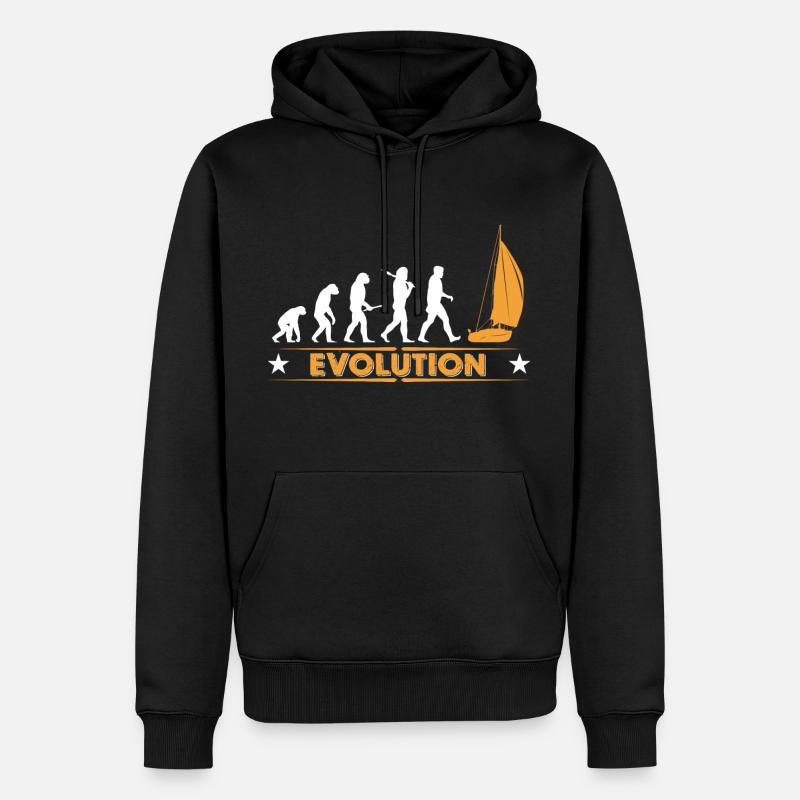Segeln Evolution - orange/weiss - Männer Premium Bio Hoodie - Schwarz