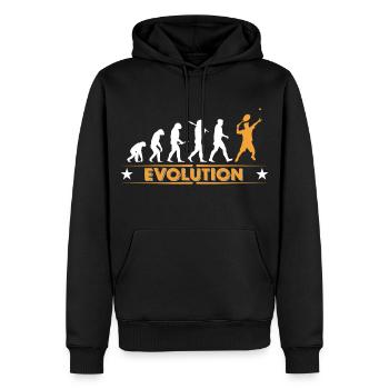 Tennis Evolution - orange/weiss - Männer Premium Bio Hoodie - Schwarz - Vorne - Nico (187cm)