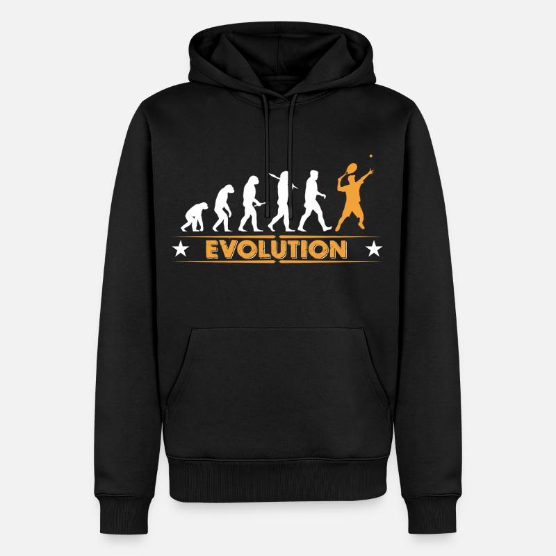 Tennis Evolution - orange/weiss - Männer Premium Bio Hoodie - Schwarz