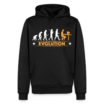 Computer Nerd Evolution - orange/weiss - Men’s Premium Organic Hoodie - black - Front - Nico (187cm)