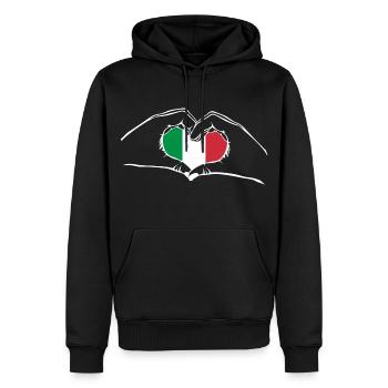 Ich liebe Italien - Herz Hände - Männer Premium Bio Hoodie - Schwarz - Vorne - Nico (187cm)
