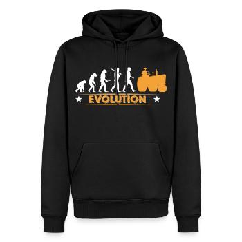 Landwirt Traktor Evolution - orange/weiss - Männer Premium Bio Hoodie - Schwarz - Vorne - Nico (187cm)