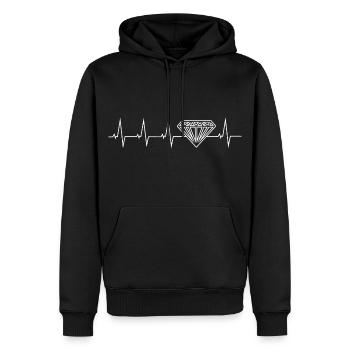 Diamant - battement de coeur - Sweat à capuche Premium bio Homme - noir - Devant - Nico (187cm)