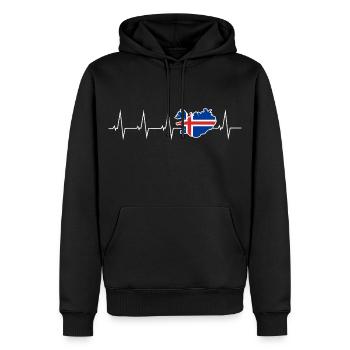 Ich liebe Island - Herzschlag - Männer Premium Bio Hoodie - Schwarz - Vorne - Nico (187cm)