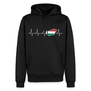 Ich liebe Ungarn - Herzschlag - Männer Premium Bio Hoodie - Schwarz - Vorne - Nico (187cm)