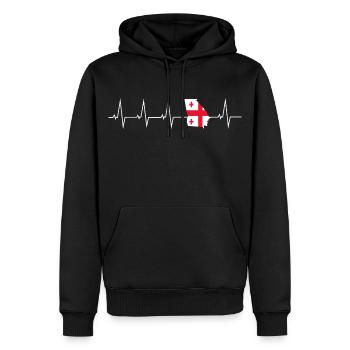 Ich liebe Georgia - Georgien - Herzschlag - Männer Premium Bio Hoodie - Schwarz - Vorne - Nico (187cm)