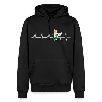 I love India - heartbeat - Men’s Premium Organic Hoodie - black - Front - Nico (187cm)