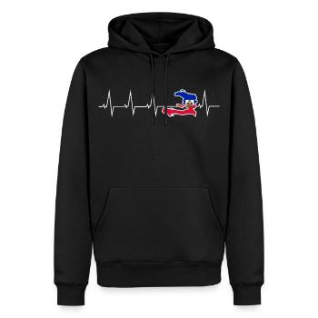 J’aime Haïti - battement de coeur - Sweat à capuche Premium bio Homme - noir - Devant - Nico (187cm)